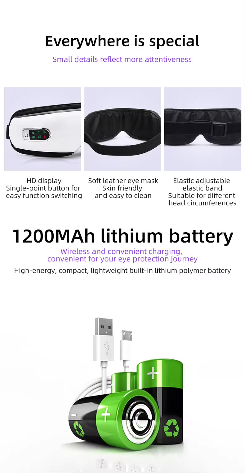 2024 New design Vibrating Warm Hot Compress Air Pressure Stress Relief Machine Eye Massager With Adjustable Heat